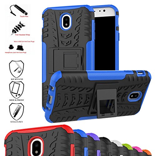 Galaxy J7 Pro J730G Case,Mama Mouth Shockproof Heavy Duty Combo Hybrid Rugged Dual Layer Grip Cover with Kickstand for Samsung Galaxy J7 Pro J730G 2017(with 4 in 1 Packaged),Blue