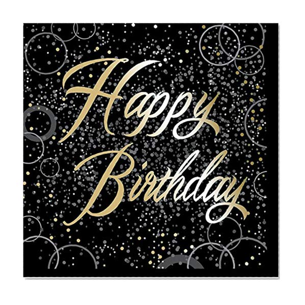 Unique Party Glitz Feuille d'or Joyeux Anniversaire Serviettes en Papier, Lot DE 16