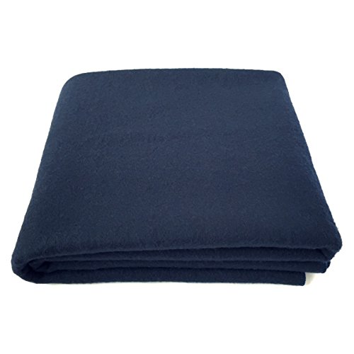 Book Cover EKTOS 100% Wool Blanket, Navy Blue, Warm & Heavy 5.5 lbs, Large Washable 66