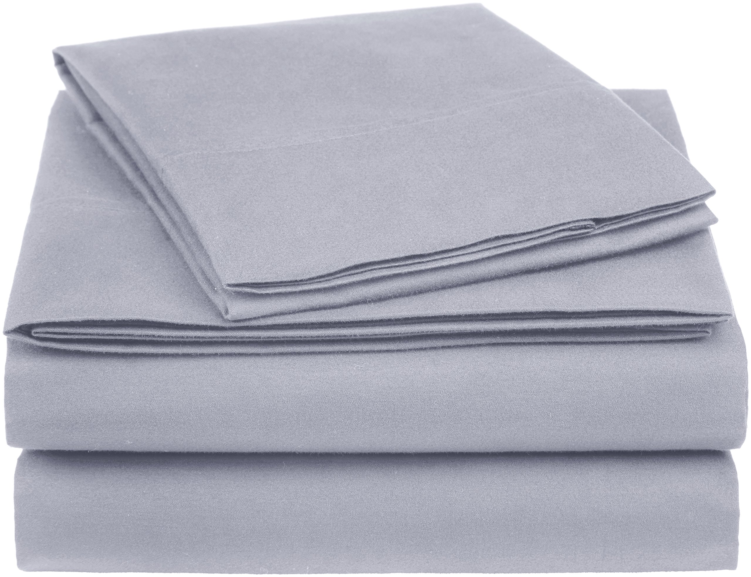 Amazon Basics Essential Cotton Blend Bed Sheet Set,3 pcs, Twin, Dark Grey Dark Grey Twin