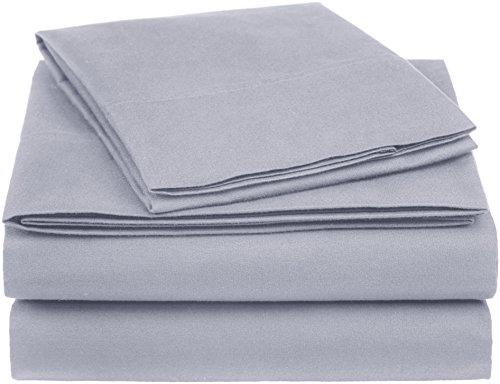 Book Cover Amazon Basics Essential Cotton Blend Bed Sheet Set, Twin, Dark Grey