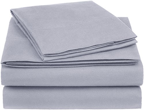 Amazon Basics Essential Cotton Blend Bed Sheet Set, Twin, Dark Grey