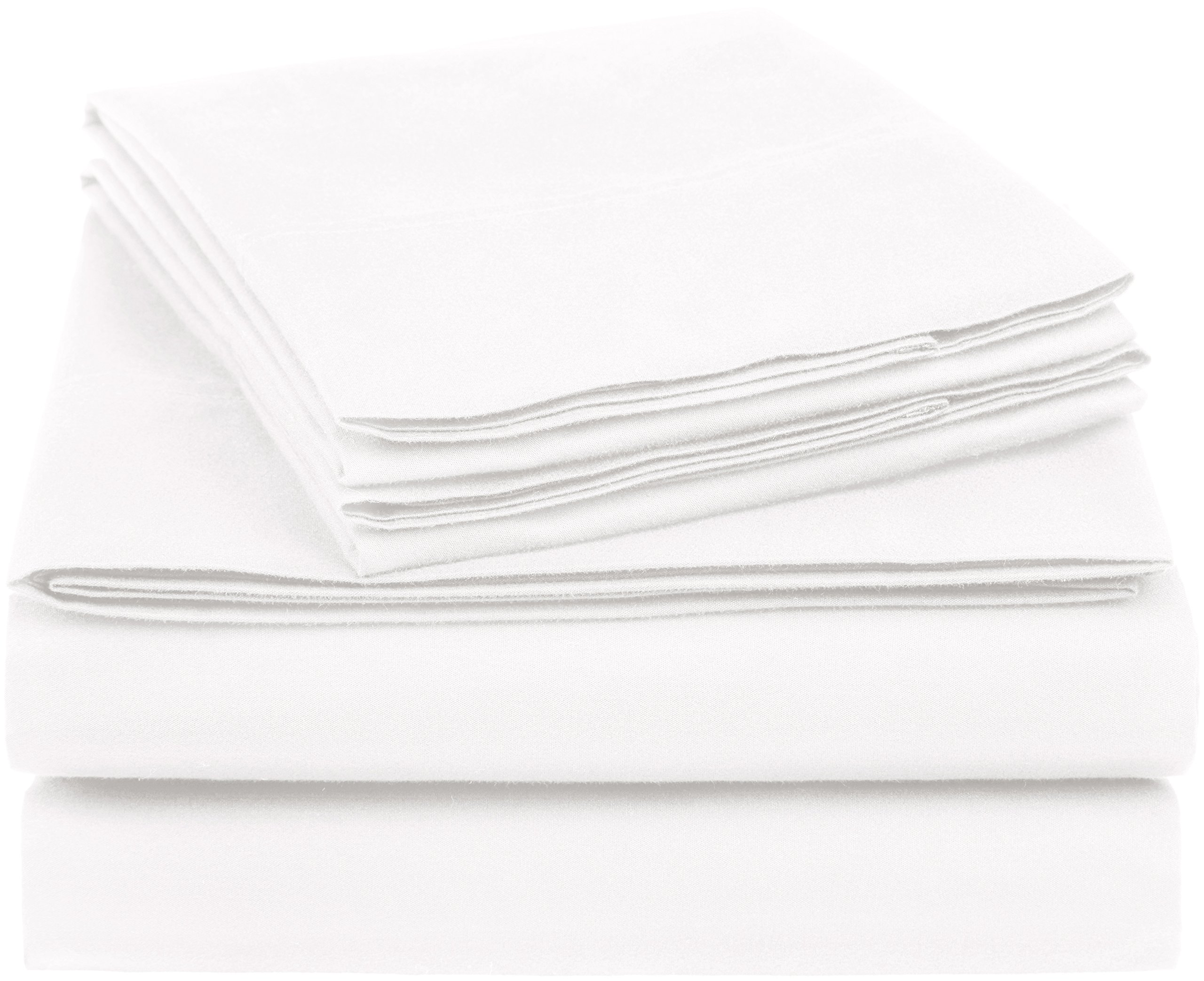 Book Cover Amazon Basics Essential Cotton Blend Bed Sheet Set,3 pieces, Full, White White Full