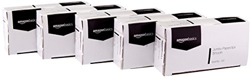 Book Cover Amazon Basics Jumbo Size Office Paper Clips, Smooth, 100 per Box, 10-Pack