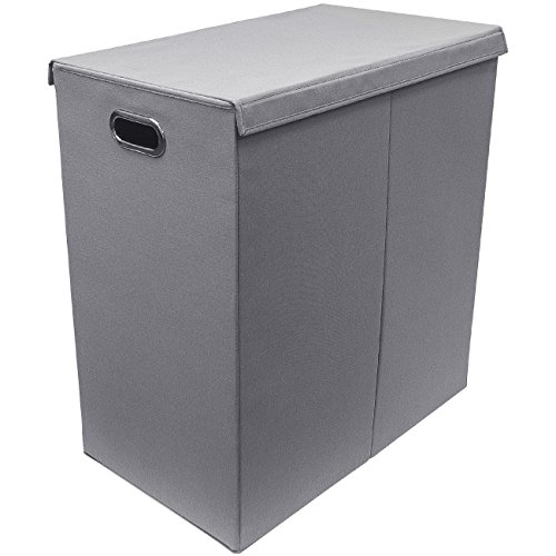 Sorbus Laundry Hamper Sorter with Lid Closure â€“ Foldable Hamper, Detachable Lid, Portable Built-in Handles for Easy Transport â€“ Double (Aqua)
