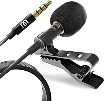 Book Cover Ultimate Lavalier Microphone for Bloggers and Vloggers Lapel Mic Clip-on Omnidirectional Condenser for iPhone Ipad Samsung Android Windows Smartphones