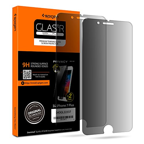 Book Cover Spigen Tempered Glass Privacy Screen Protector [2 Pack] Designed for iPhone 8 Plus/iPhone 7 Plus - Black Privacy