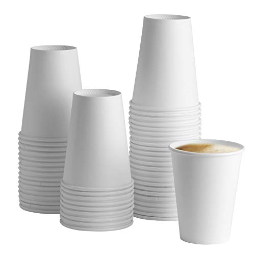 [100 Pack] 12 oz. White Paper Hot Cups - Coffee Cups