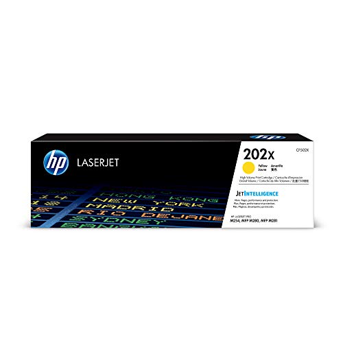 Book Cover HP 202X | CF502X | Toner Cartridge | Works with HP LaserJet Pro M254, M281cdw, M281dw | Yellow | High Yield