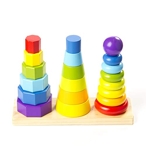 Book Cover Fat Brain Toys Shape Tower - GeoPeg Stacking Tower