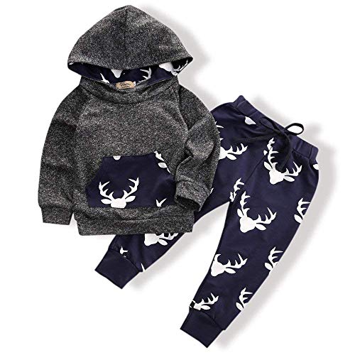 Book Cover oklady Infant Baby Boy Clothing Winter Deer Long Sleeve Hoodie Tops Sweatsuit Pants Outfit Set(3-6 Months)