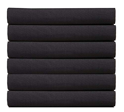 Book Cover (6-Pack) Luxury Fitted Sheets! Premium Hotel Quality Elegant Comfort Wrinkle-Free 1500 Thread Count Egyptian Quality 6-Pack Fitted Sheet with Storage Pockets on Sides, Queen Size, Black