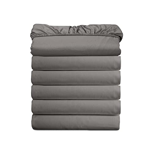 (6-Pack) Luxury Fitted Sheets! Premium Hotel Quality Elegant Comfort Wrinkle-Free 1500 Thread Count Egyptian Quality 6-Pack Fitted Sheet with Storage Pockets on Sides, Twin/Twin XL Size, Gray