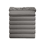 Elegant Comfort 6-PACK Luxury Fitted Sheets - Premium Hotel Quality Microfiber 6-Piece Fitted Sheets with Storage Pockets on Sides, Twin/Twin XL Size, Gray