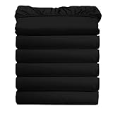 Elegant Comfort Ultra Soft Bulk Pack of 6 Bottom Fitted Sheets - 1500 Premium Hotel Quality Microfiber 6 Pack Fitted Sheets - Deep Pockets up to 16 Inches, Twin/Twin XL Size, Black