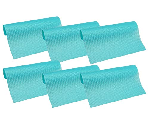 HityTech 6 Pack Refrigerator Liners, Washable Refrigerator Mats Liners Waterproof Fridge Pads Mat Shelves Drawer Table Mats 17 3/4" x 11 3/4" - All 6 Blue