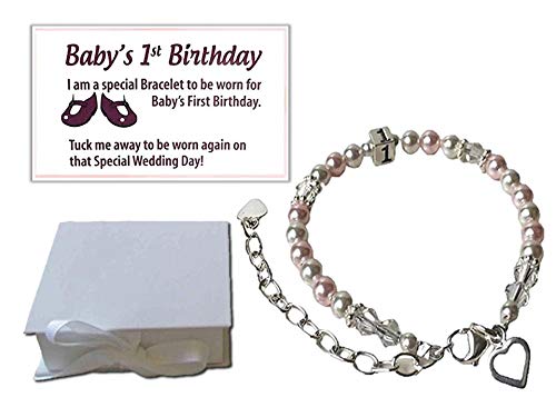 Baby's 1st Birthday Gift Bracelet Baby to Bride with Poem card and Gift Box Keepsake