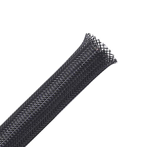 25ft - 1/2 inch PET Expandable Braided Sleeving â€“ BlackBlue â€“ Alex Tech Braided Cable Sleeve