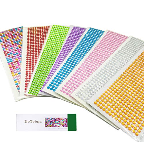 DoTebpa 4032 Pieces 6mm Colorful Bling Rhinestone Sticker Sheet Gem Diamond self Adhesive for Scrapbooking Embellishments and DIY Crafts,Wedding,Décor