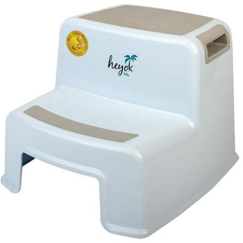 Dual Height 2 Step Stool for Toddlers and Kids (Mom's Choice Award Winner) | Anti Slip Rubber Pads | Easy & Safe Toilet Potty Training & Teeth Brushing | Boy&Girl | Bathroom&Kitchen | BPA Free | Wide