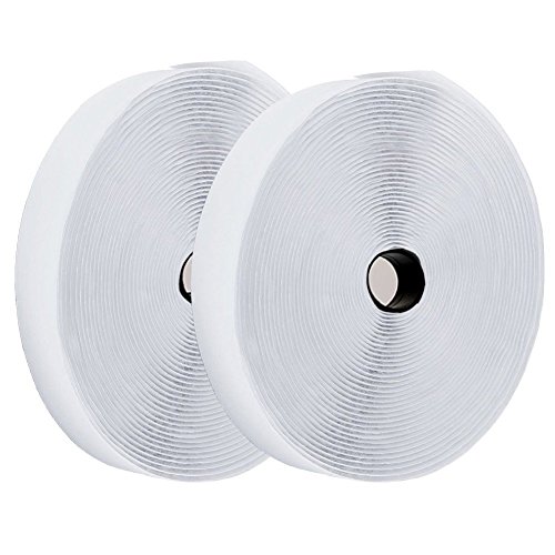 Hook and Loop Tape Roll Self Adhesive Back Fastening Strips by TOPtoper 1 Inch x 32.8 Feet (White)