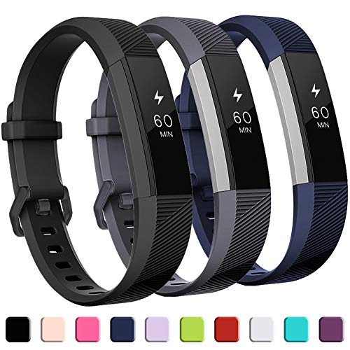 Book Cover GEAK for Fitbit Alta HR Bands,Replacement Bands for Alta,3Pack,Black Gray Navy,Large