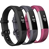 GEAK Compatible with Fitbit Alta and fitbit Alta HR Band, Soft Classic Accessories Sport Bands Compatible for Fitbit Alta HR/Fitbit Ace,Black Gray Fushia,Small