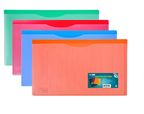 Waterproof Poly-File Folders with Top Tab, Assorted Colors, 4pcs Pack, Legal Size (Multi-Color)