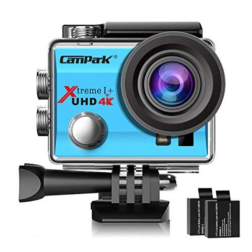 Book Cover Campark ACT74 Action Camera 4K WiFi Waterproof Sports Camera 170 Degree Ultra Wide Angle Lens with 2 Pcs Rechargeable Batteries and Helmet Accessories Kits(Blue)
