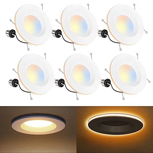 Hykolity 4" LED Downlight Recessed Can Light Dimmable Retrofit Ceiling Lamp 10W [65W Equivalent] 700lm 3000K Warm White Damp Rated - Pack of 12