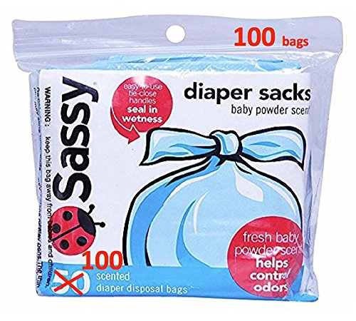 Book Cover Sassy Disposable Scented Diaper Sacks - 100 Count - 25 Sacks per Roll, Blue (40012)