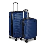 Amazon Basics 2-Piece Hardside Luggage Set (21", 30"), Expandable, Scratch-Resistant Finish, Telescoping Handle, Four Multi-directional Wheels, Navy Blue
