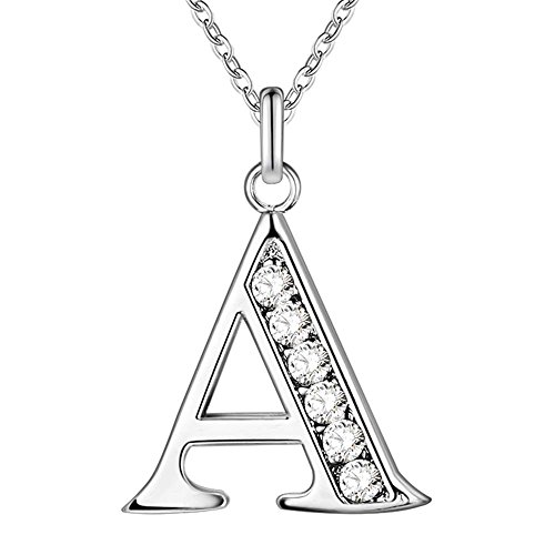 PARTNER Sterling Silver Plated Simple 26 Letter Alphabet Personalized Charm Pendant Necklace Best for Women Teel Girl