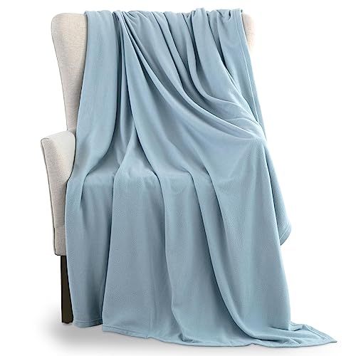 Vellux 1B07173 Soft 240 GSM Micro Fleece Plush Lightweight Blanket Easy Care Machine Washable Pet Friendly Solid Bed Sofa Blankets Twin, Blue
