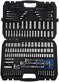 Amazon Basics 201-Piece Mechanic's Socket Tool Set With Case, SAE and Metric Sizes, Chrome-Vanadium Steel, Portable