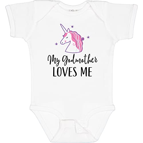 inktastic Godmother Loves Me Unicorn Girls Baby Bodysuit