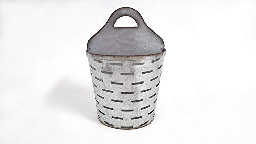 Small Galvanized Metal Olive Wall Half Bucket