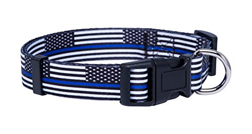 Native Pup Thin Blue Line Flag Dog Collar (Large)