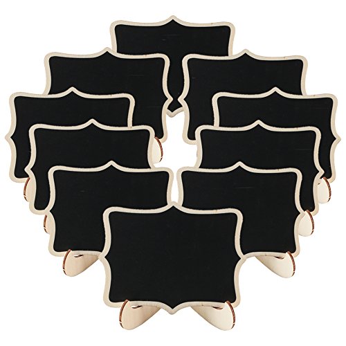 ManYee 10 Pack Mini Rectangle Chalkboards High Quality Wooden Small Chalkboard Labels with Easel Stand for Message Board Signs Table Numbers Food Label Wedding Registry Items