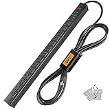 16 Outlet Metal Power Strip with 9-Foot Ultra Long Extension Cord, 15A ON/Off Circuit Breaker, ETL Listed, Black