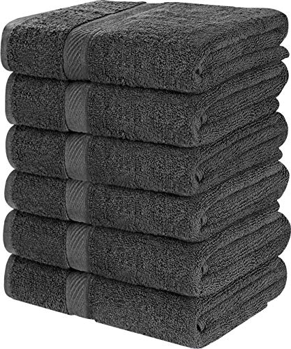 Book Cover Utopia Towels Cotton Bath Towels, 6 Pack, (22 x 44 Inches), Pool Towels and Gym Towels, Dark Grey