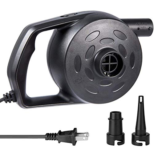 Etekcity Electric Air Pump High Power Quick-Fill Air Mattress Pump Inflator Deflator for Inflatables Raft Bed Boat Pool Toy with Nozzles, 110-120V (250W, 8000Pa),Black