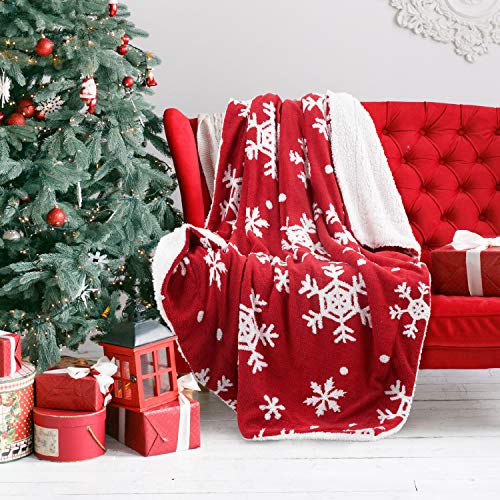 Book Cover Bedsure Christmas Blanket Jacquard Shu Velveteen Throw with Snowflakes Soft Cozy and Warm Sofa Blanket, 50