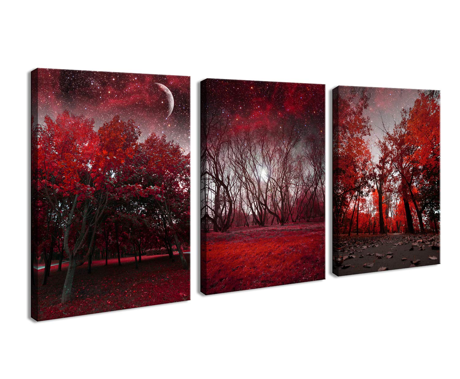 Book Cover Cao Gen Decor Art-AH40346 Canvas Prints 3 panels Framed Wall Art Red Trees Paintings Printed Pictures Stretched for Home Decoration 16x24inch x3pcs