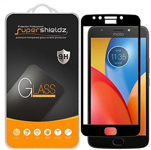 [2-Pack] Supershieldz for Motorola Moto E4 Plus/Moto E Plus (4th Generation) Tempered Glass Screen Protector, [Full Cover] Anti-Scratch, Bubble Free, Lifetime Replacement Warranty (Black)