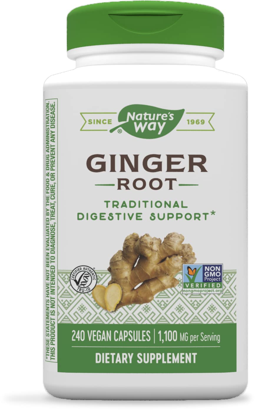 Book Cover Nature's Way Ginger Root, Traditional Digestive Support*, 1110 mg Per Serving, Non-GMO Project Verified, 240 Capsules 240 Count (Pack of 1)