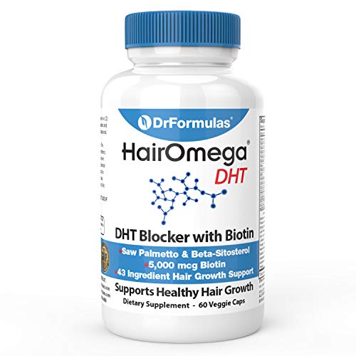 Book Cover DrFormulas HairOmega DHT Blocker Biotin 5000 mcg Vitamins for Hair Growth Supplement | Hair Loss Pills for Women and Men, 30 Day Supply