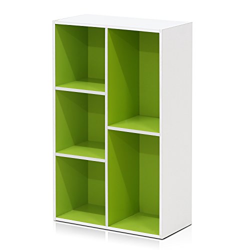 Book Cover Furinno 5-Cube Reversible Open Shelf, White/Green 11069WH/GR