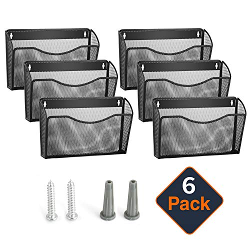 Samstar 6 Pack Mesh Wall Mounted File Holder Metal Wall File Pocket Organizer for Office/Home ...