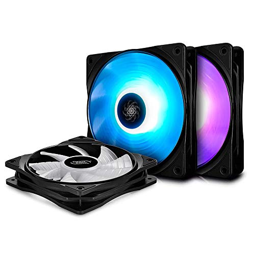 DEEPCOOL RF120 3in1 3X120mm RGB LED PWM Fans with Fan Hub and Extension, Compatible with ASUS Aura Sync
